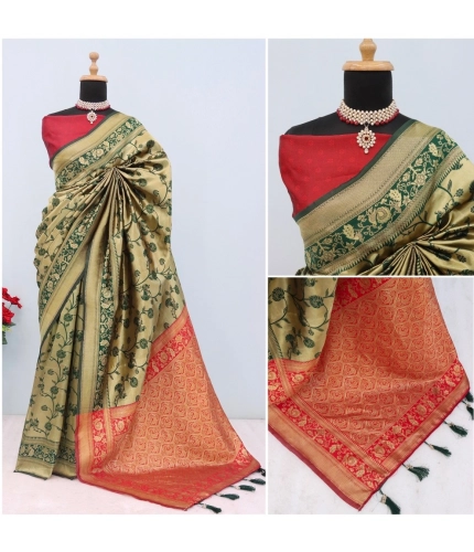 Generic Women's Banarasi Printed Saree With Unstitched Blouse 5.5Mtr (Golden) Generic Women's Banarasi Printed Saree With Unstitched Blouse 5.5Mtr (Golden)