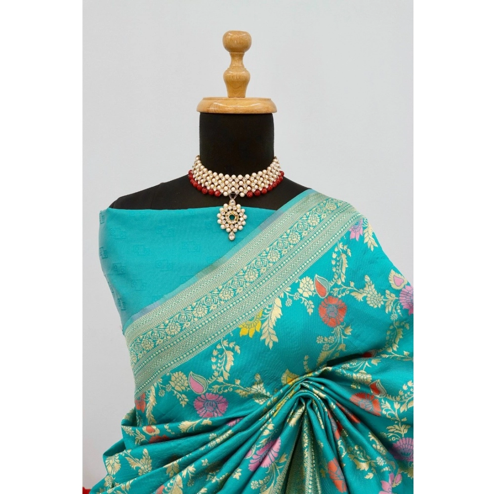 Generic Women's Banarasi Printed Saree With Unstitched Blouse 5.5Mtr (Rama) Generic Women's Banarasi Printed Saree With Unstitched Blouse 5.5Mtr (Rama)