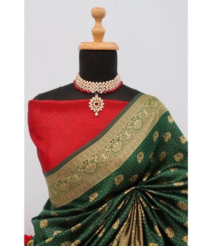 Generic Women's Banarasi Printed Saree With Unstitched Blouse 5.5Mtr (Green) Generic Women's Banarasi Printed Saree With Unstitched Blouse 5.5Mtr (Green)