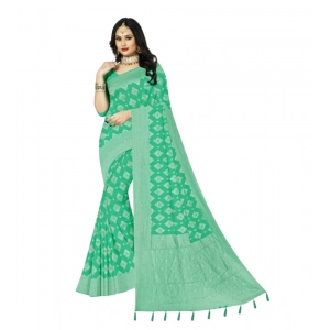 Generic Women's Cotton Printed Saree With Unstitched Blouse 5.5Mtr (Rama)