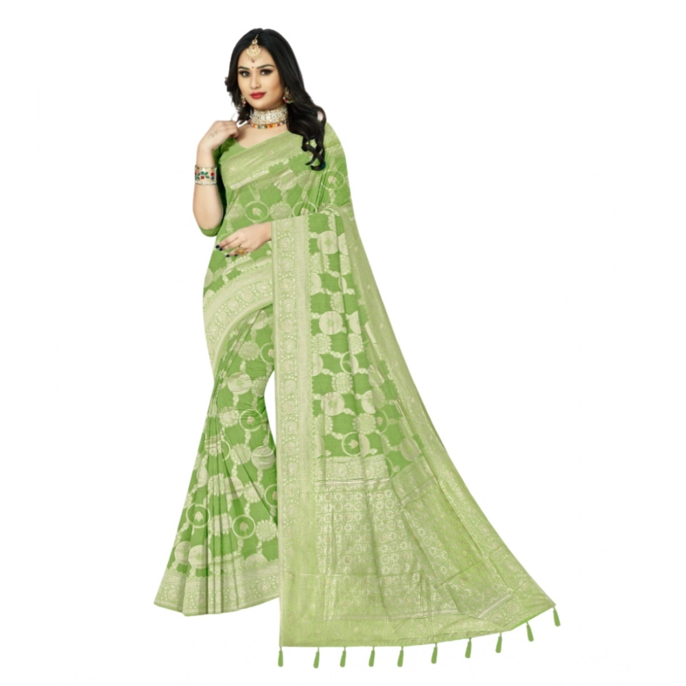 Generic Women's Cotton Printed Saree With Unstitched Blouse 5.5Mtr (Green) Generic Women's Cotton Printed Saree With Unstitched Blouse 5.5Mtr (Green)