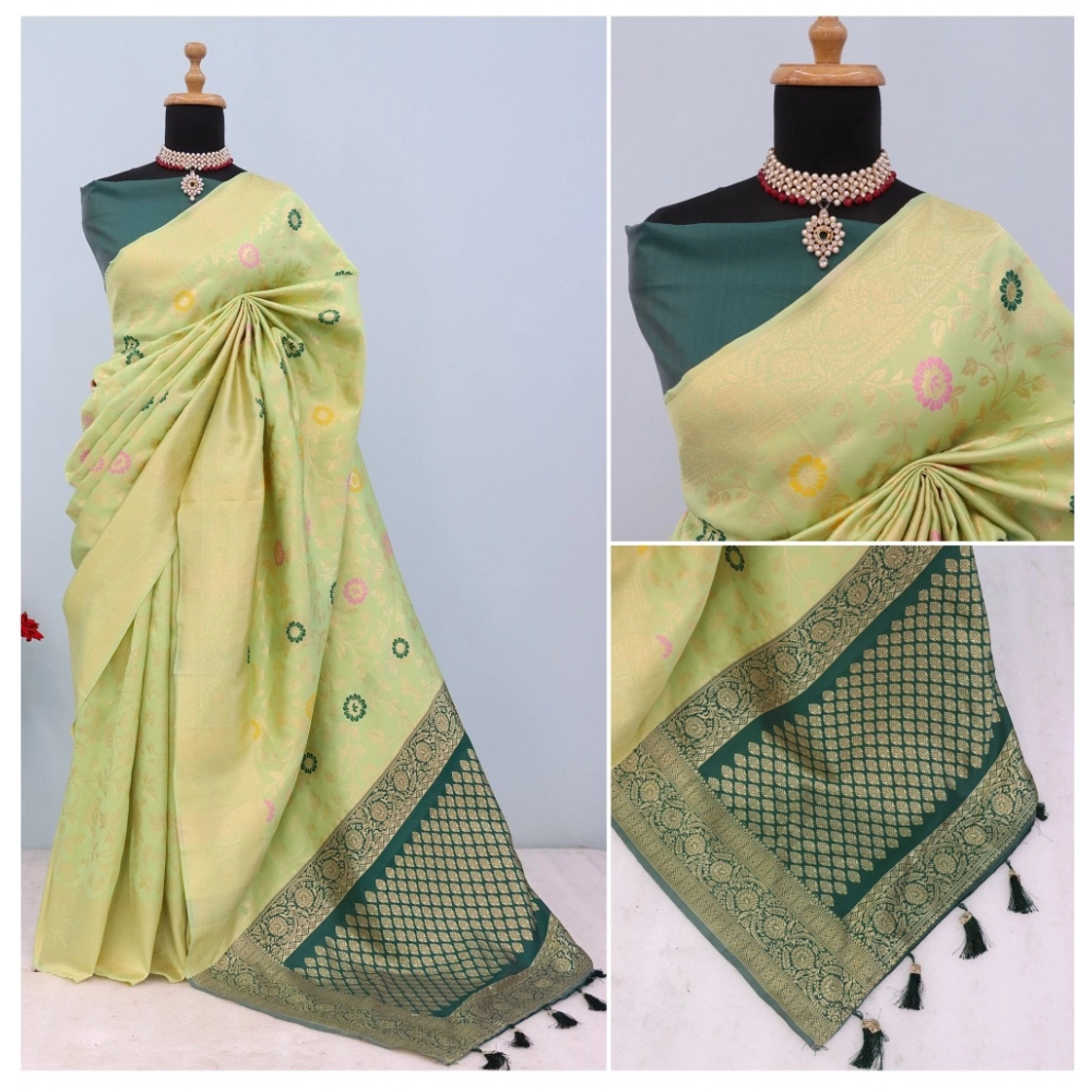 Generic Women's Banarasi Printed Saree With Unstitched Blouse 5.5Mtr (Light Green) Generic Women's Banarasi Printed Saree With Unstitched Blouse 5.5Mtr (Light Green)