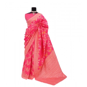 Generic Women's Banarasi Printed Saree With Unstitched Blouse 5.5Mtr (Rani)