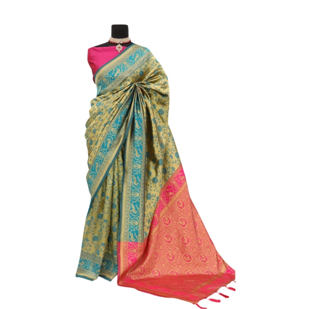 Generic Women's Banarasi Printed Saree With Unstitched Blouse 5.5Mtr (Golden) Generic Women's Banarasi Printed Saree With Unstitched Blouse 5.5Mtr (Golden)