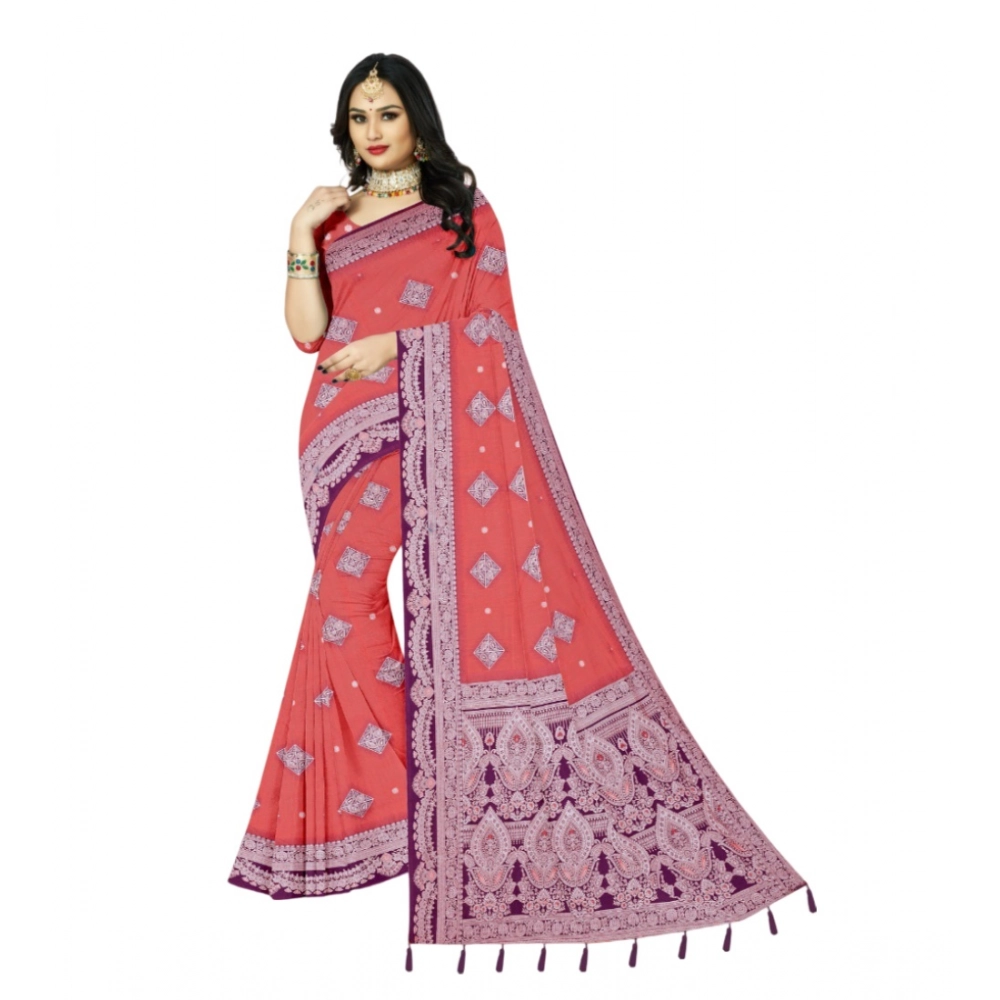 Generic Women's Cotton Printed Saree With Unstitched Blouse 5.5Mtr (Peach) Generic Women's Cotton Printed Saree With Unstitched Blouse 5.5Mtr (Peach)