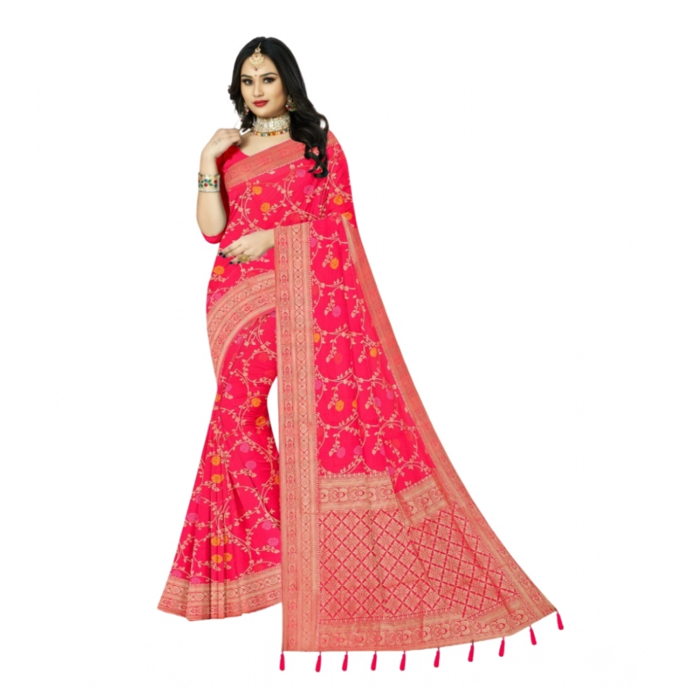Generic Women's Banarasi Printed Saree With Unstitched Blouse 5.5Mtr (Rani) Generic Women's Banarasi Printed Saree With Unstitched Blouse 5.5Mtr (Rani)