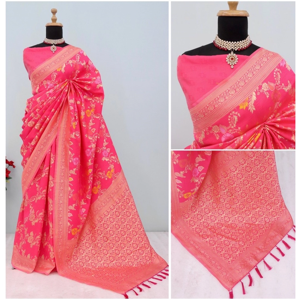 Generic Women's Banarasi Printed Saree With Unstitched Blouse 5.5Mtr (Rani) Generic Women's Banarasi Printed Saree With Unstitched Blouse 5.5Mtr (Rani)