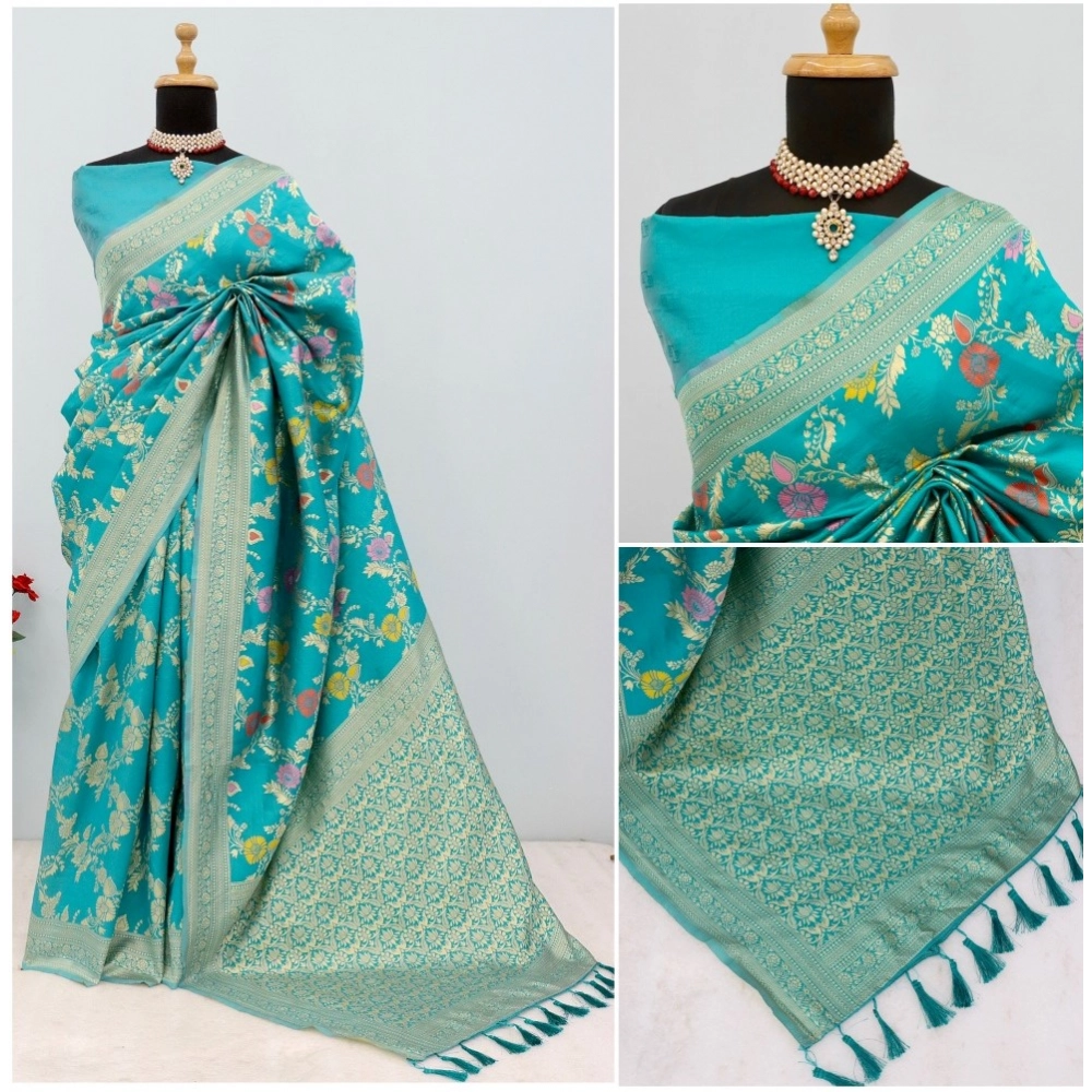 Generic Women's Banarasi Printed Saree With Unstitched Blouse 5.5Mtr (Rama) Generic Women's Banarasi Printed Saree With Unstitched Blouse 5.5Mtr (Rama)