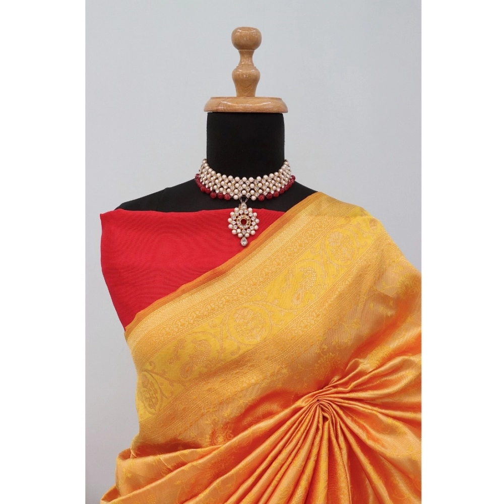 Generic Women's Banarasi Printed Saree With Unstitched Blouse 5.5Mtr (Yellow) Generic Women's Banarasi Printed Saree With Unstitched Blouse 5.5Mtr (Yellow)
