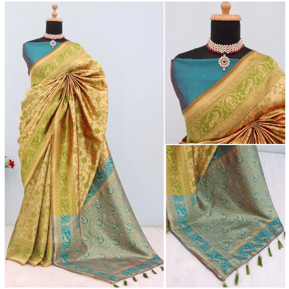 Generic Women's Banarasi Printed Saree With Unstitched Blouse 5.5Mtr (Golden) Generic Women's Banarasi Printed Saree With Unstitched Blouse 5.5Mtr (Golden)