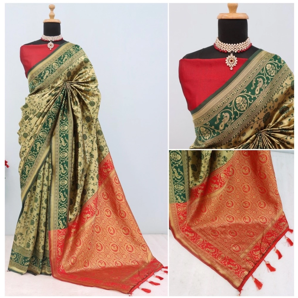 Generic Women's Banarasi Printed Saree With Unstitched Blouse 5.5Mtr (Golden) Generic Women's Banarasi Printed Saree With Unstitched Blouse 5.5Mtr (Golden)