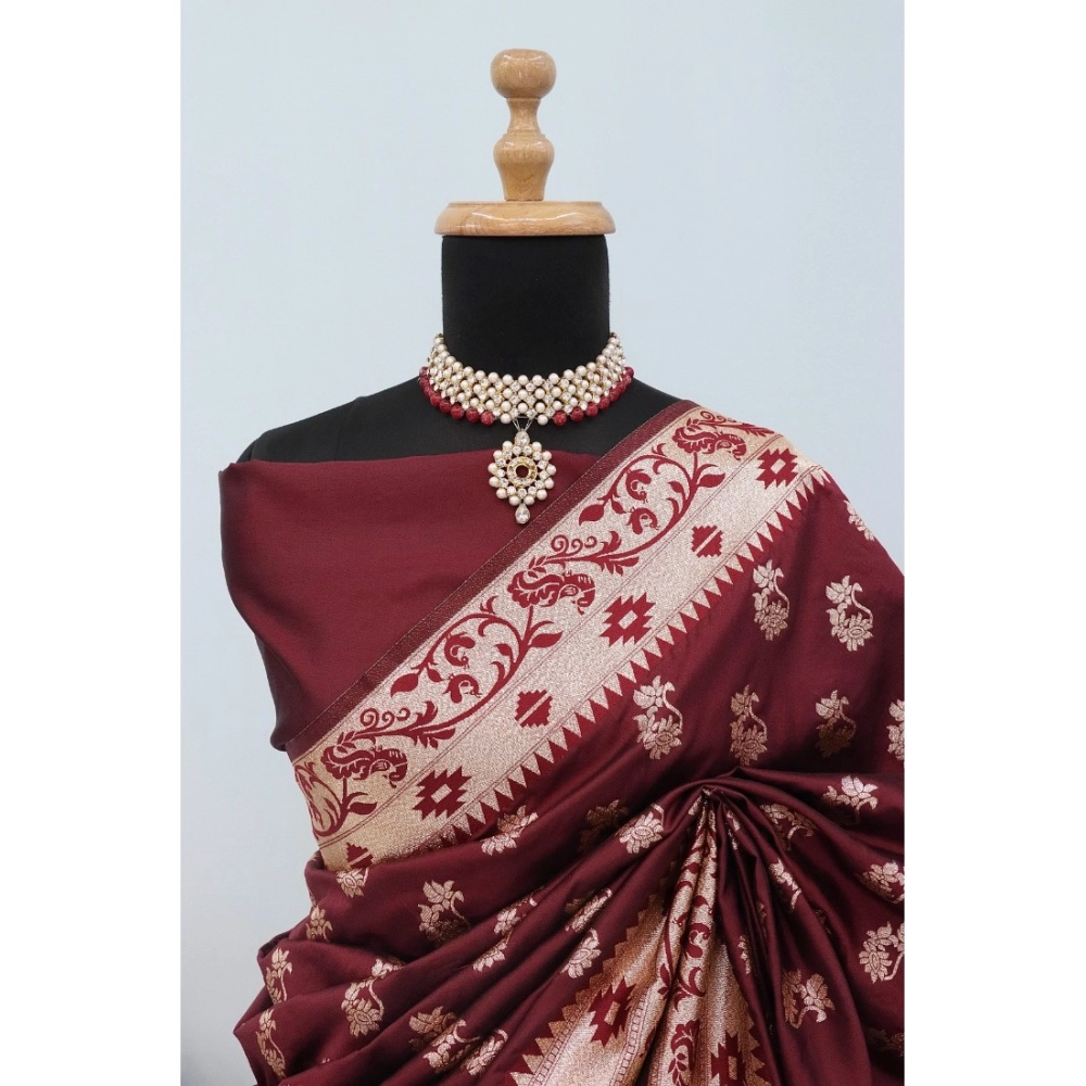 Generic Women's Satin Printed Saree With Unstitched Blouse 5.5Mtr (Brown) Generic Women's Satin Printed Saree With Unstitched Blouse 5.5Mtr (Brown)