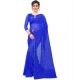 Generic Women's Net Self Design Bollywood Saree With Unstitched Blouse (5.5Mtr, Blue)