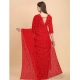 Generic Women's Net Self Design Bollywood Saree With Unstitched Blouse (5.5Mtr, Red) Generic Women's Net Self Design Bollywood Saree With Unstitched Blouse (5.5Mtr, Red)