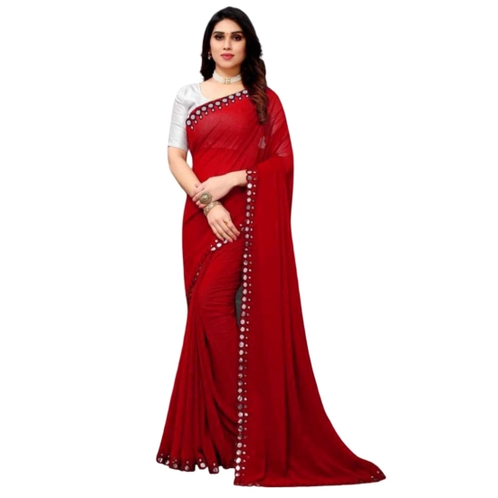 Generic Women's Georgette Embellished Bollywood Saree With Unstitched Blouse (5.5Mtr, Red) Generic Women's Georgette Embellished Bollywood Saree With Unstitched Blouse (5.5Mtr, Red)