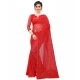 Generic Women's Velvet Embellished Bollywood Saree With Unstitched Blouse (5.5Mtr, Red)