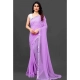Generic Women's Georgette Self Design Bollywood Saree With Unstitched Blouse (5.5Mtr, Purple)