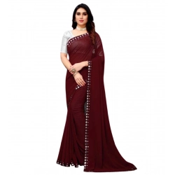 Generic Women's Georgette Embellished Bollywood Saree With Unstitched Blouse (5.5Mtr, Brown)