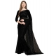 Generic Women's Net Self Design Bollywood Saree With Unstitched Blouse (5.5Mtr, Black)