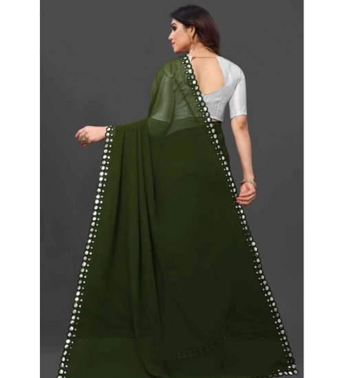 Generic Women's Georgette Embellished Bollywood Saree With Unstitched Blouse (5.5Mtr, Dark Green)