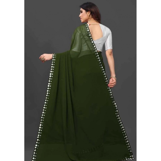 Generic Women's Georgette Embellished Bollywood Saree With Unstitched Blouse (5.5Mtr, Dark Green) Generic Women's Georgette Embellished Bollywood Saree With Unstitched Blouse (5.5Mtr, Dark Green)
