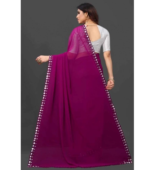 Generic Women's Georgette Embellished Bollywood Saree With Unstitched Blouse (5.5Mtr, Purple)