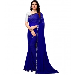 Generic Women's Georgette Embellished Bollywood Saree With Unstitched Blouse (5.5Mtr, Blue)