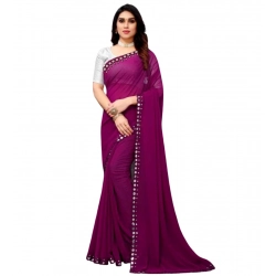 Generic Women's Georgette Embellished Bollywood Saree With Unstitched Blouse (5.5Mtr, Purple)