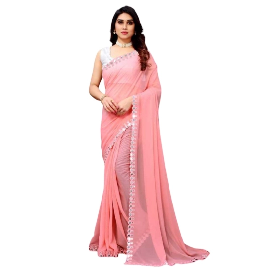 Generic Women's Georgette Embellished Bollywood Saree With Unstitched Blouse (5.5Mtr, Pink) Generic Women's Georgette Embellished Bollywood Saree With Unstitched Blouse (5.5Mtr, Pink)
