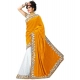 Generic Women's Velvet Embellished Bollywood Saree With Unstitched Blouse (5.5Mtr, Yellow)