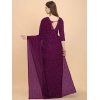 Generic Women's Net Self Design Bollywood Saree With Unstitched Blouse (5.5Mtr, Purple)