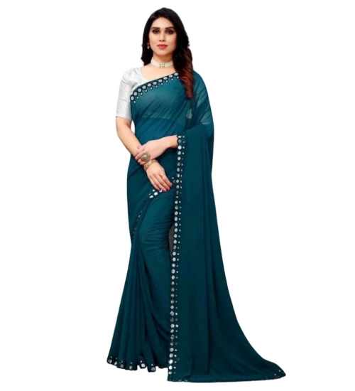 Generic Women's Georgette Embellished Bollywood Saree With Unstitched Blouse (5.5Mtr, Multicolor)