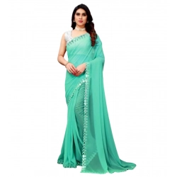 Generic Women's Georgette Embellished Bollywood Saree With Unstitched Blouse (5.5Mtr, Light Green)