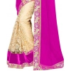 Generic Women's Georgette-Net Printed Saree With Unstitched Blouse (5.5Mtr, Pink)
