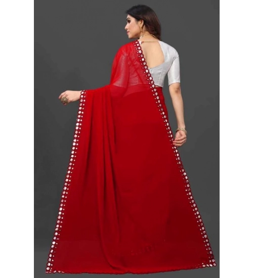 Generic Women's Georgette Embellished Bollywood Saree With Unstitched Blouse (5.5Mtr, Red)