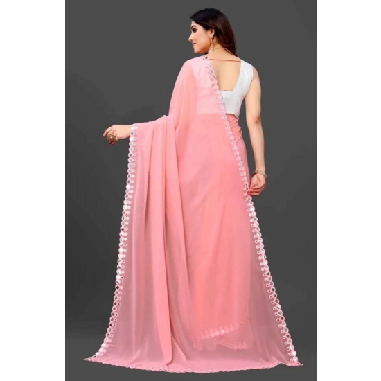 Generic Women's Georgette Embellished Bollywood Saree With Unstitched Blouse (5.5Mtr, Pink) Generic Women's Georgette Embellished Bollywood Saree With Unstitched Blouse (5.5Mtr, Pink)