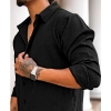Generic Men's Casual Popcorn Self-design Full Sleeve Collar Shirt (Black) Generic Men's Casual Popcorn Self-design Full Sleeve Collar Shirt (Black)
