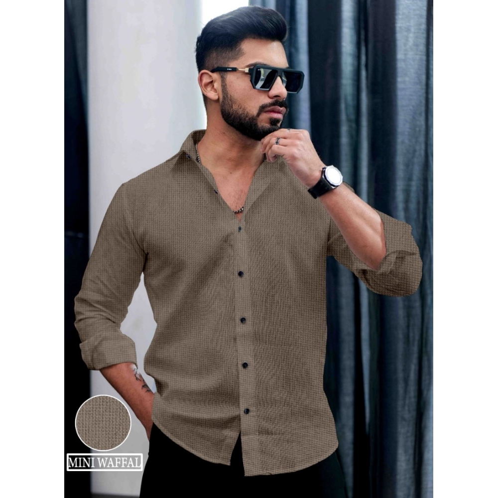 Generic Men's Casual PollyCotton Textured Full Sleeve Collar Shirt (Grey) Generic Men's Casual PollyCotton Textured Full Sleeve Collar Shirt (Grey)
