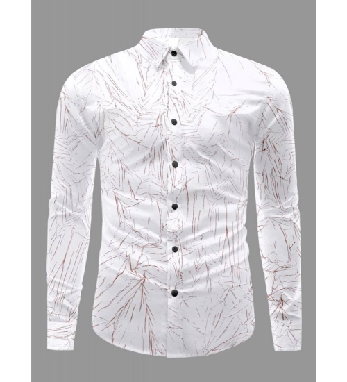 Generic Men's Casual PollyCotton Textured Full Sleeve Collar Shirt (Brown)