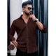 Generic Men's Casual PollyCotton Self-design Full Sleeve Collar Shirt (Brown) Generic Men's Casual PollyCotton Self-design Full Sleeve Collar Shirt (Brown)