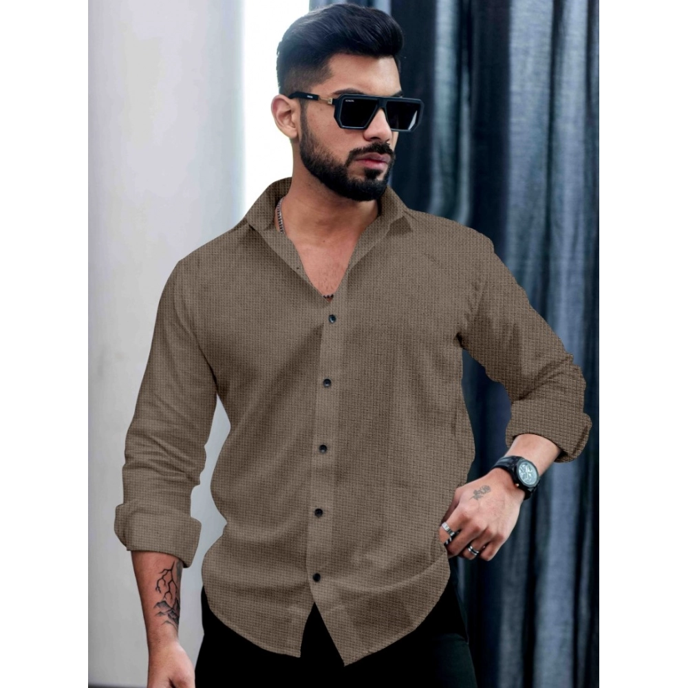 Generic Men's Casual PollyCotton Textured Full Sleeve Collar Shirt (Grey) Generic Men's Casual PollyCotton Textured Full Sleeve Collar Shirt (Grey)