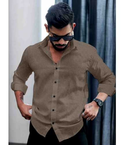 Generic Men's Casual PollyCotton Textured Full Sleeve Collar Shirt (Grey) Generic Men's Casual PollyCotton Textured Full Sleeve Collar Shirt (Grey)