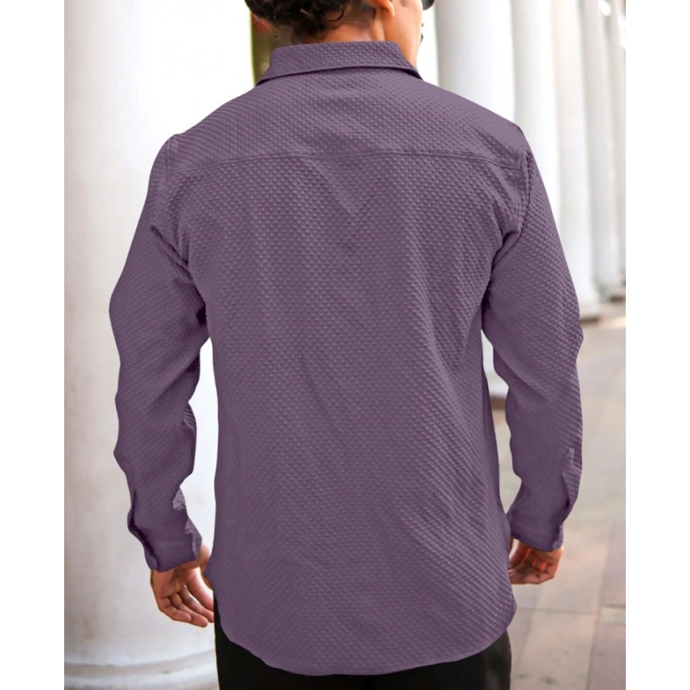 Generic Men's Casual Popcorn Self-design Full Sleeve Collar Shirt (Wine) Generic Men's Casual Popcorn Self-design Full Sleeve Collar Shirt (Wine)