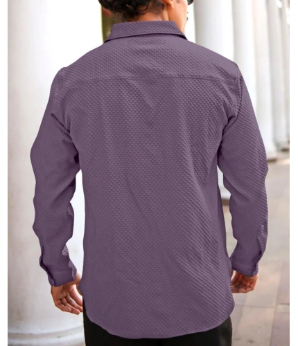 Generic Men's Casual Popcorn Self-design Full Sleeve Collar Shirt (Wine) Generic Men's Casual Popcorn Self-design Full Sleeve Collar Shirt (Wine)