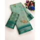 Generic Women's Cotton-Linen Printed Saree With Unstitched Blouse (5.5Mtr, Green)