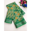 Generic Women's Cotton-Linen Printed Saree With Unstitched Blouse (5.5Mtr, Green)
