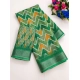 Generic Women's Cotton-Linen Printed Saree With Unstitched Blouse (5.5Mtr, Green)