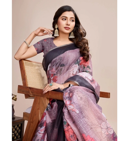 Generic Women's Georgette Embroidered  Saree With Unstitched Blouse (5.5Mtr, Multicolor)