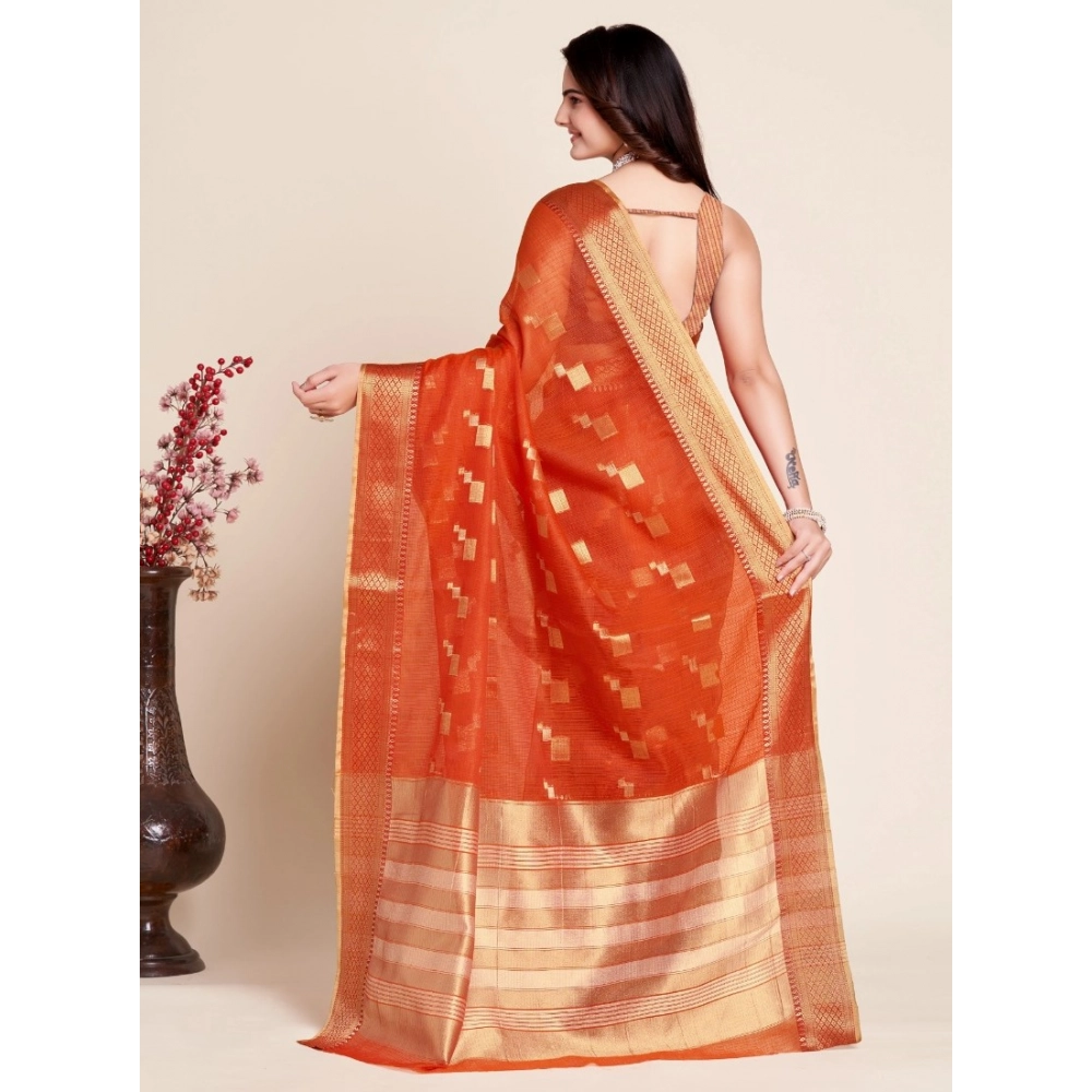 Generic Women's Silk Blend Printed Banarasi Saree With Unstitched Blouse (5.5Mtr, Red) Generic Women's Silk Blend Printed Banarasi Saree With Unstitched Blouse (5.5Mtr, Red)