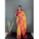 Generic Women's Silk Blend Woven Kanjivaram Saree With Unstitched Blouse (5.5Mtr, Yellow Red) Generic Women's Silk Blend Woven Kanjivaram Saree With Unstitched Blouse (5.5Mtr, Yellow Red)